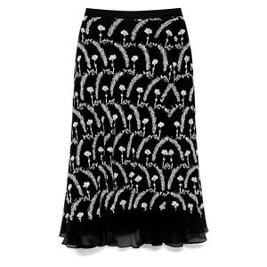 Vtg Dark Romantic Silk‎ Embroidered Sequin Midi Skirt Size 12 Whimsigoth Luxury